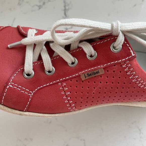 Josef Seibel Caren The European Comfort Leather Lace Up Shoe Lt Red Wht Sz 37 - Picture 10 of 12